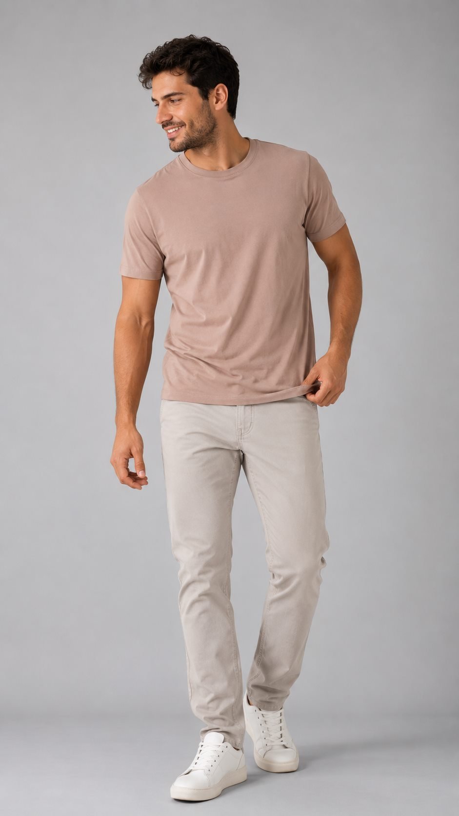 Camiseta masculina basica bege