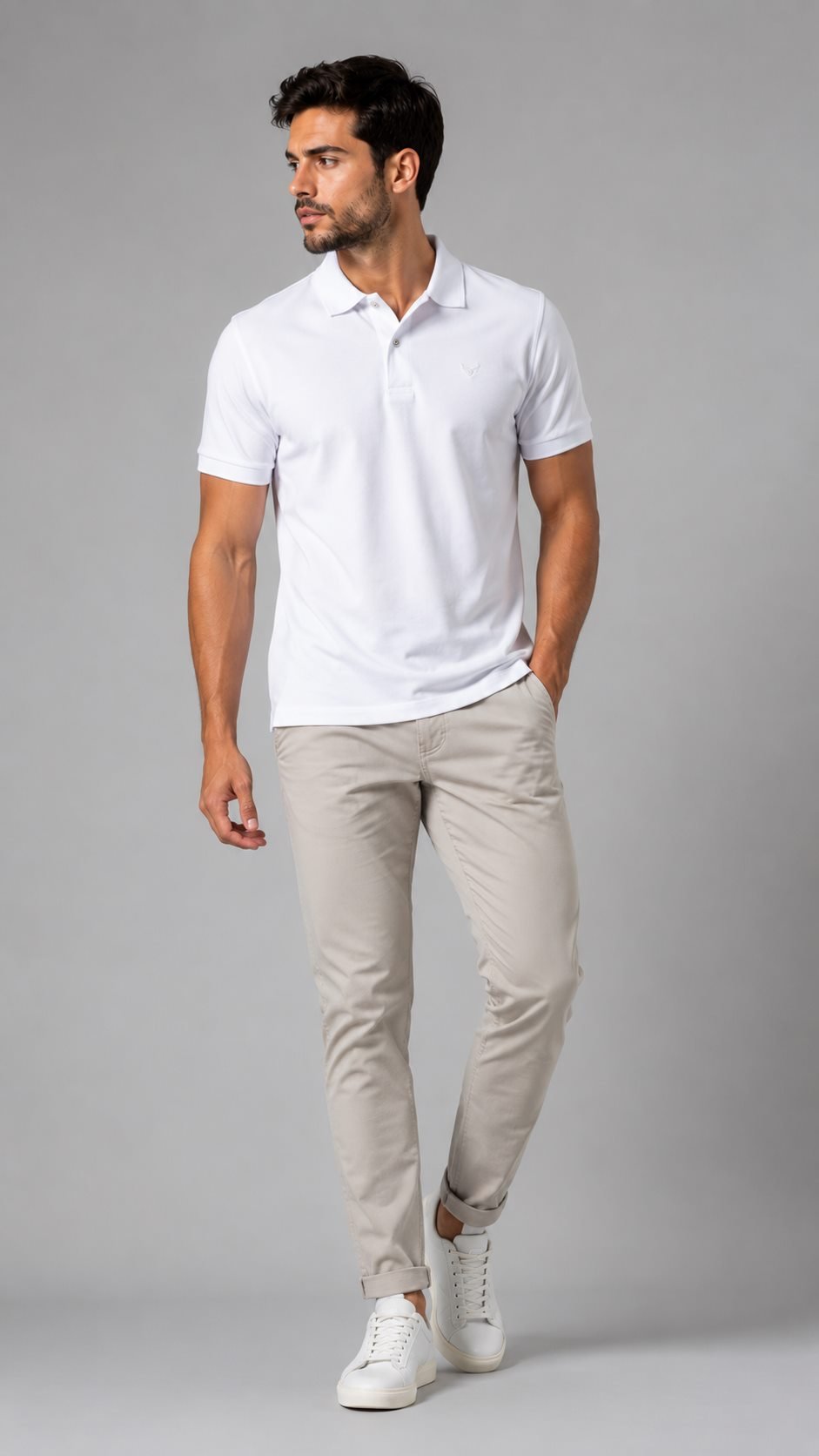 Camisa polo branca masculina